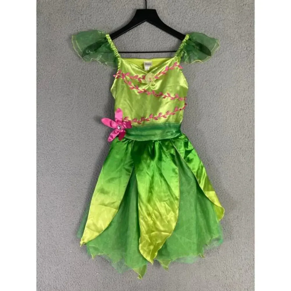 Disney Tinker Bell Green Fairy Costume Dress Girls Medium Party Princess Outfit - Picture 5 of 11